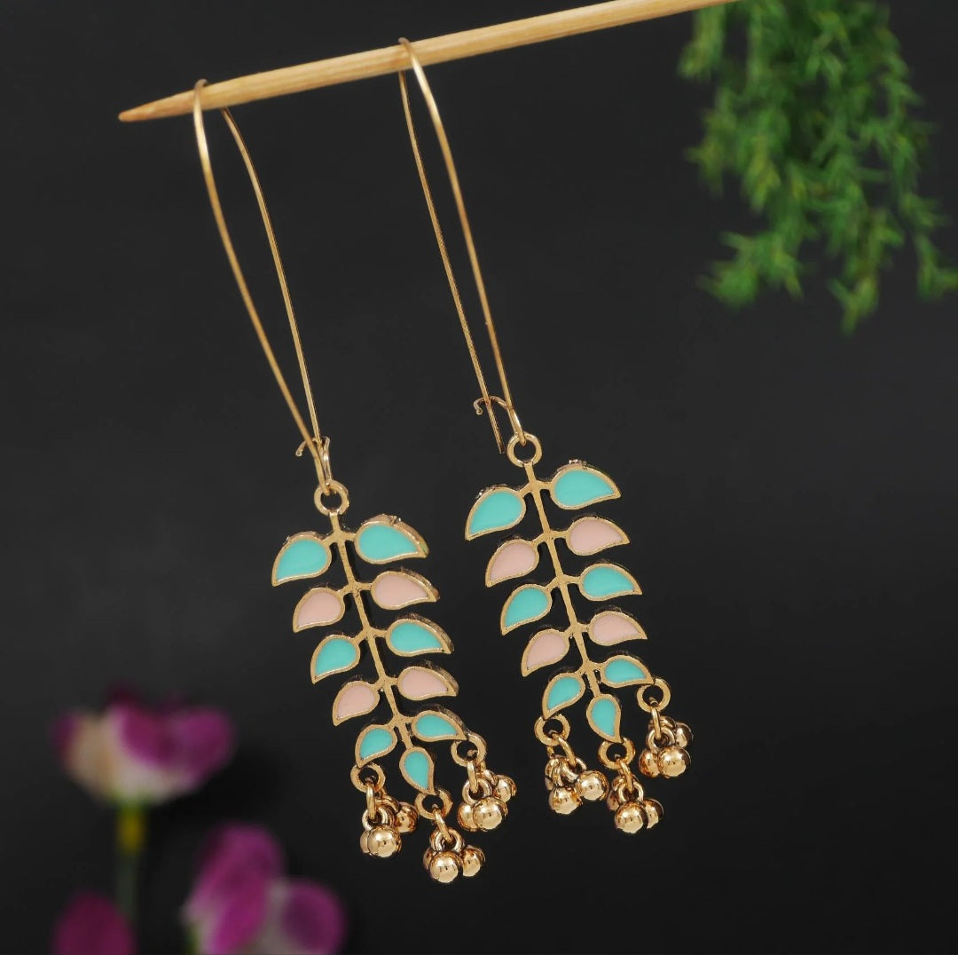 Antique Gold Plated Dual Coloured Enamel Dangler Earring