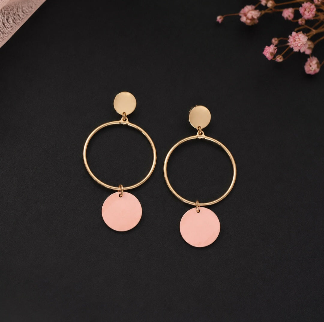 Blush Pink Geometric Hoop Earrings | AD042