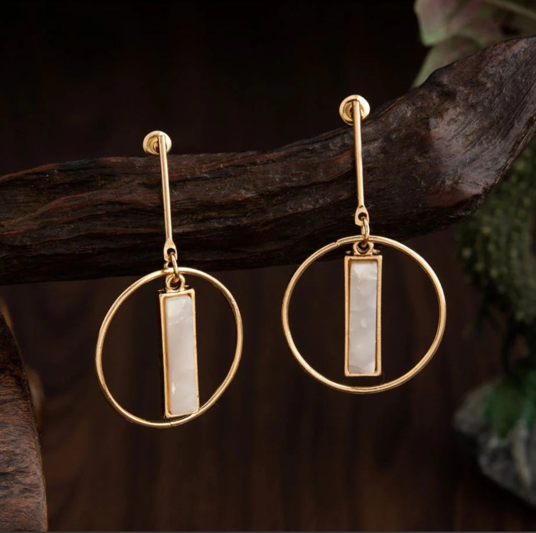 Gold Plated Round Shaped With Arcylic Style Western Fashion Earring