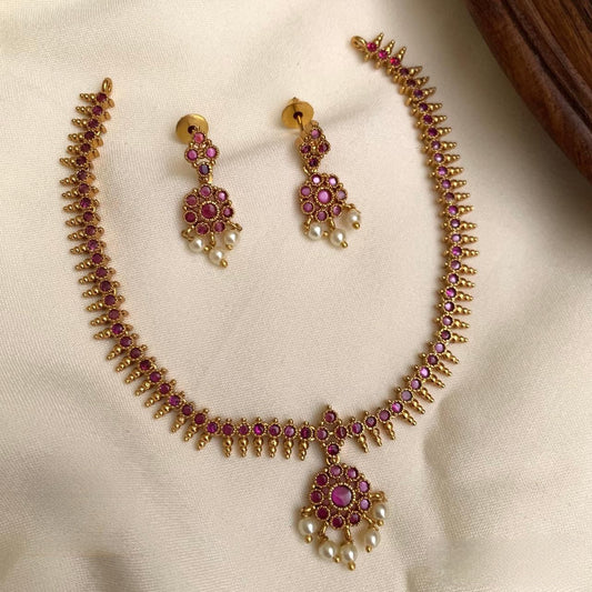 Kemp Stone Attigai Necklace