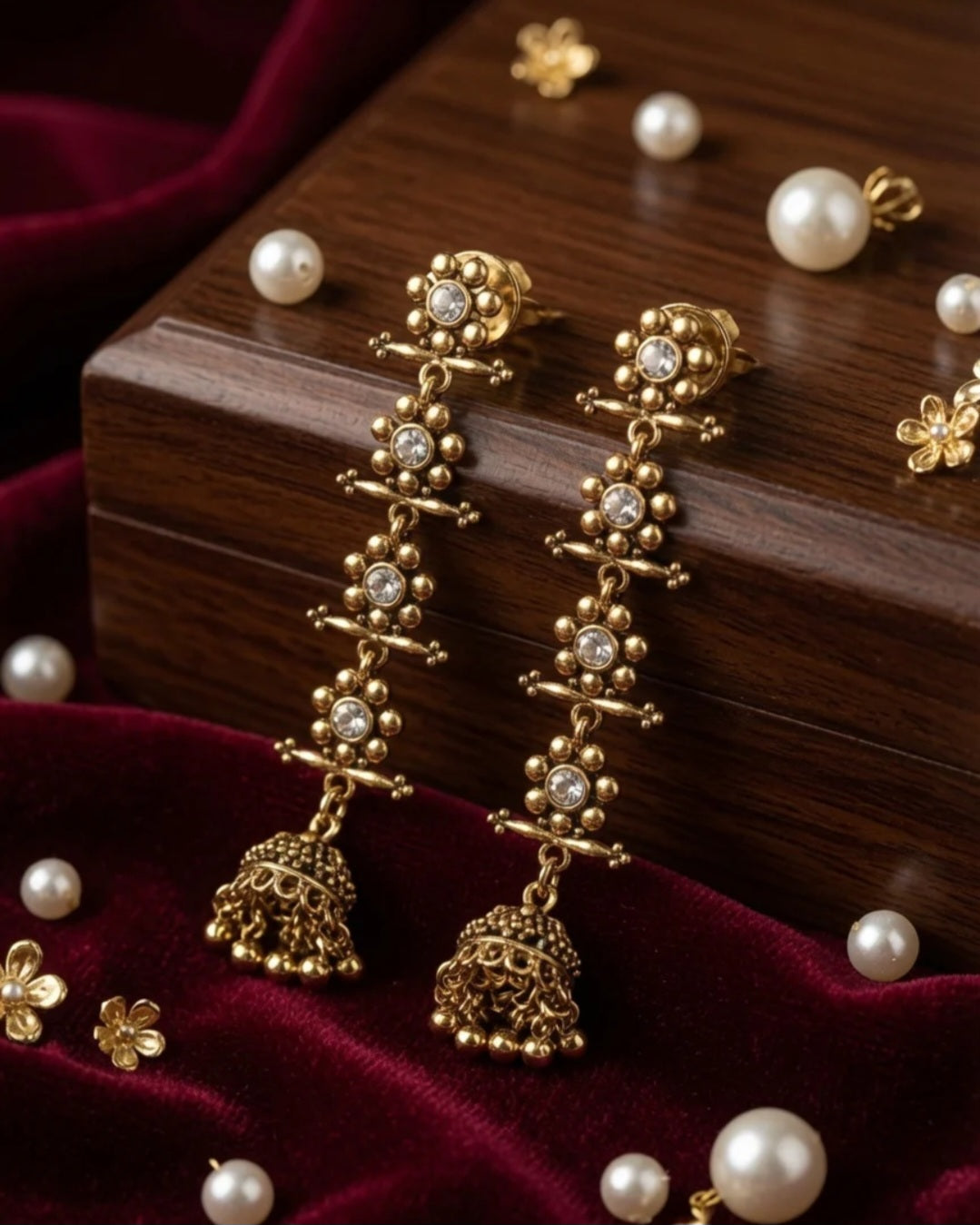 Antique Gold Plated Dual Coloured Enamel Dangler Earring