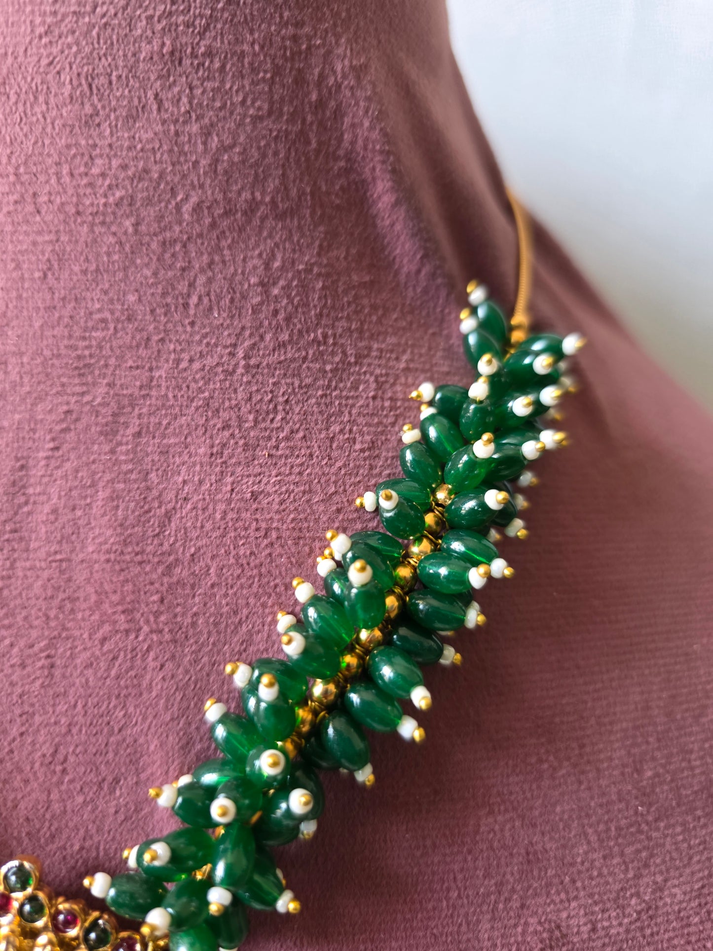 Green beaded long haram