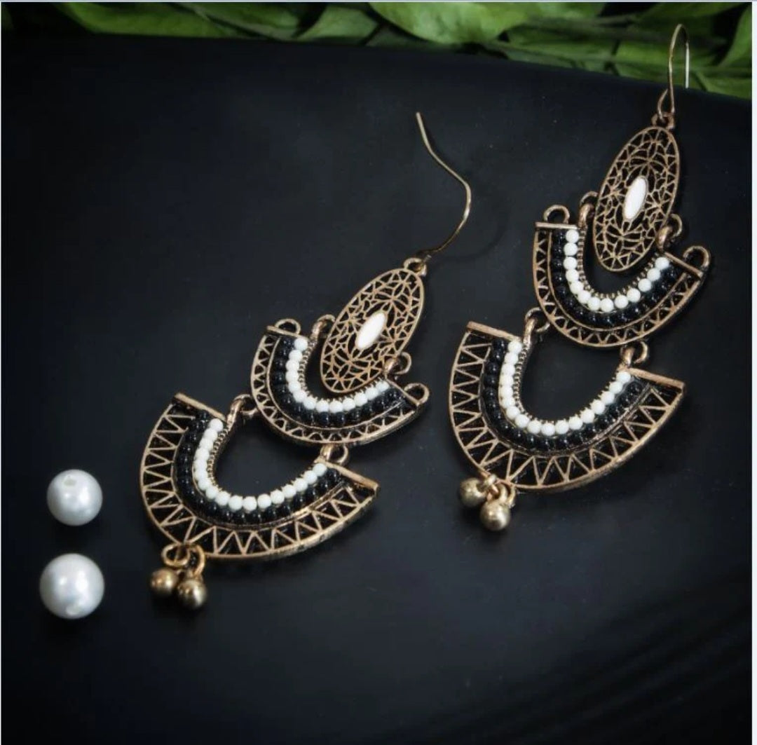 Gold Plated Small Beads Design Artwork Antique Earring
