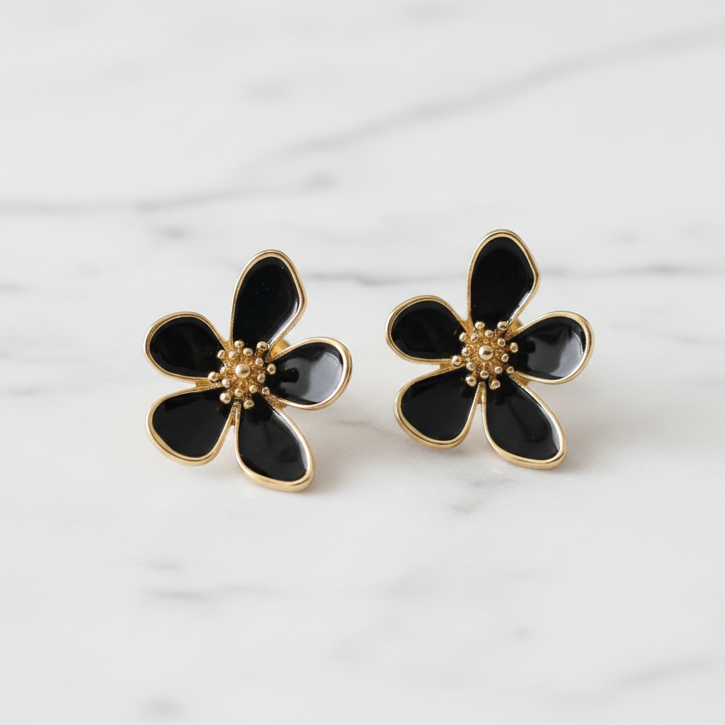 Black enamel studs