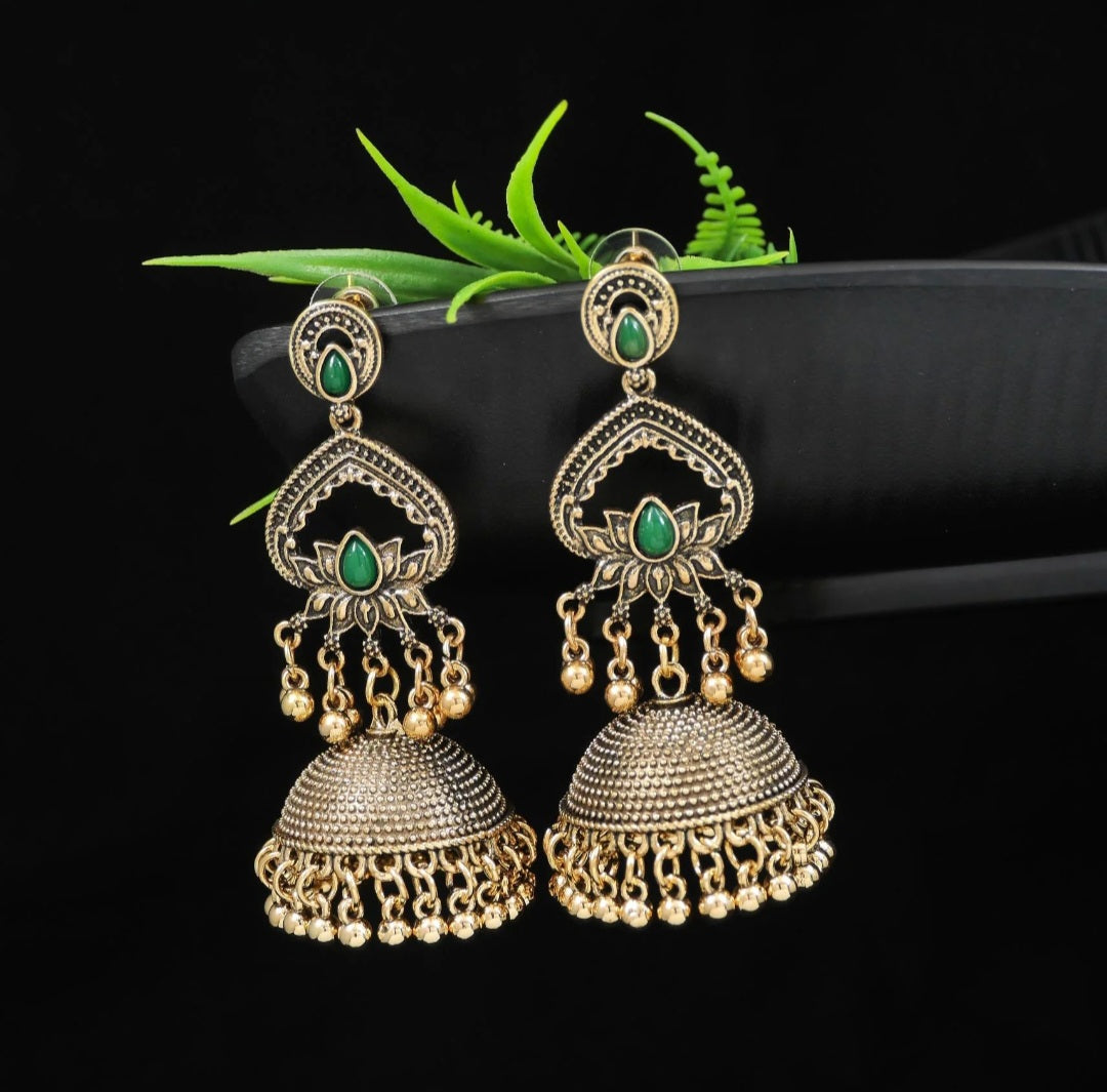 Antique Gold Plated Dual Coloured Enamel Dangler Earring