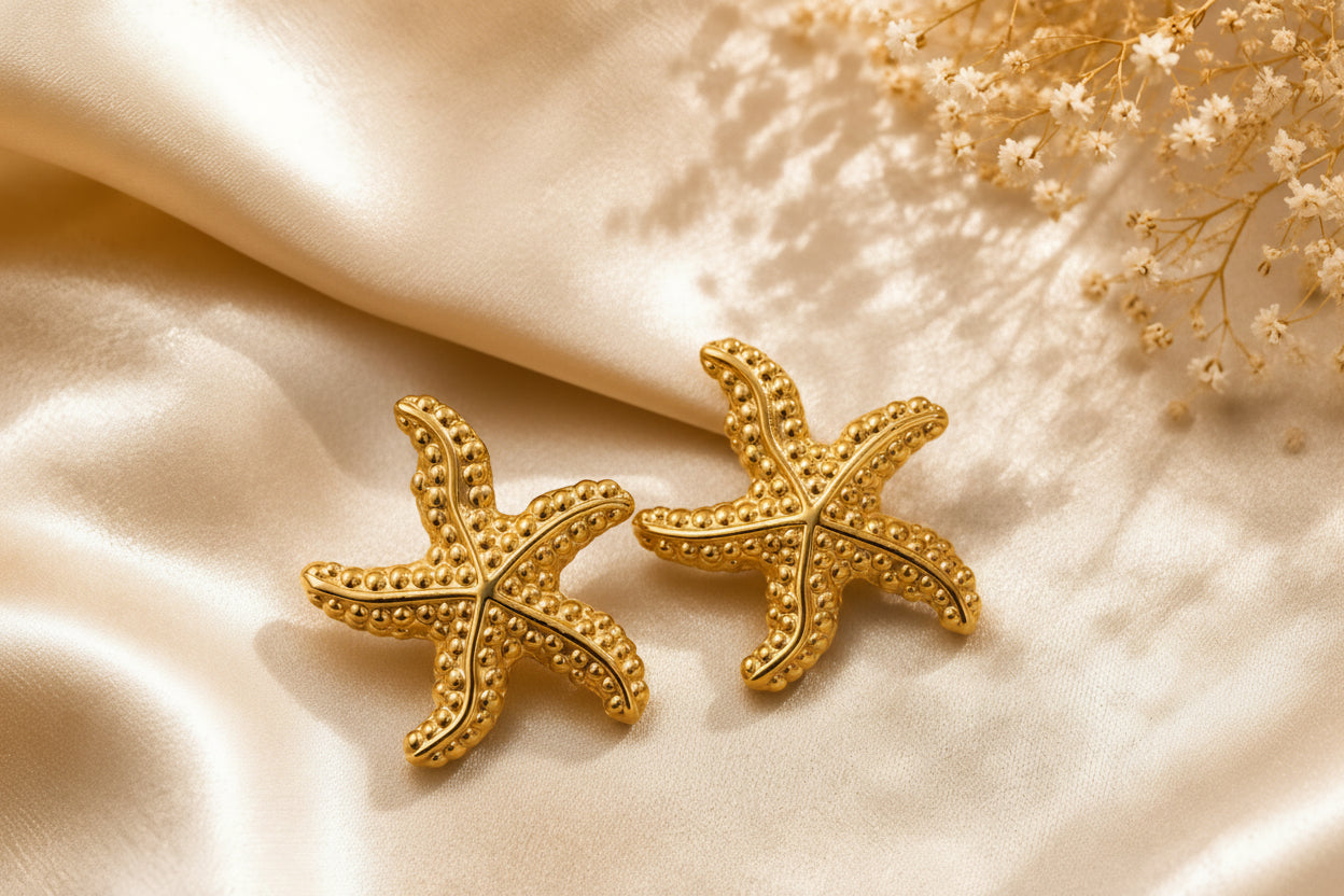 Golden Starfish Ear Stud