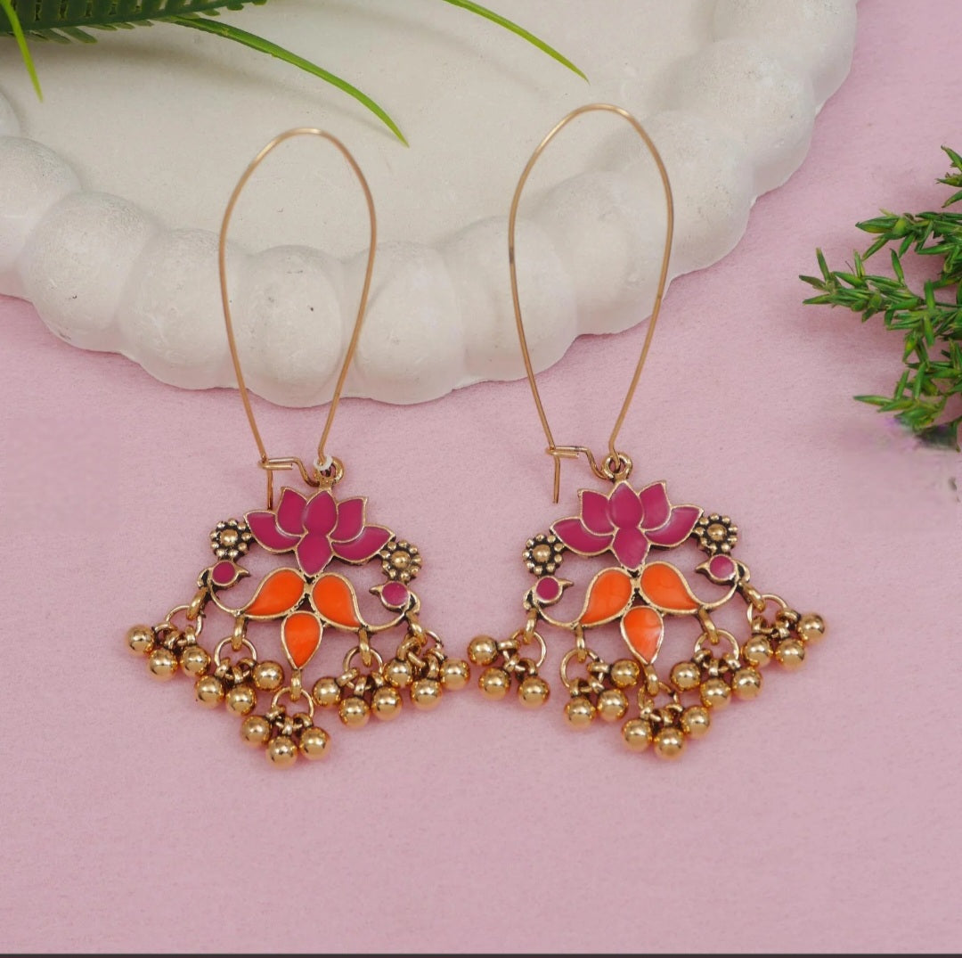 Dual color enamel lotus dangler