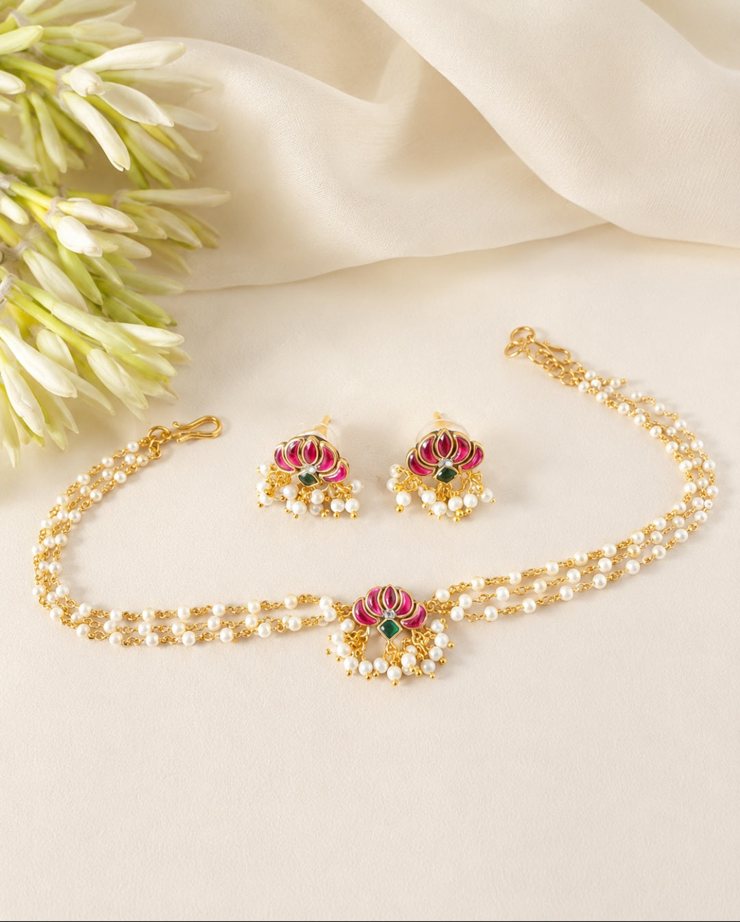 Beaded Lotus Choker | A257