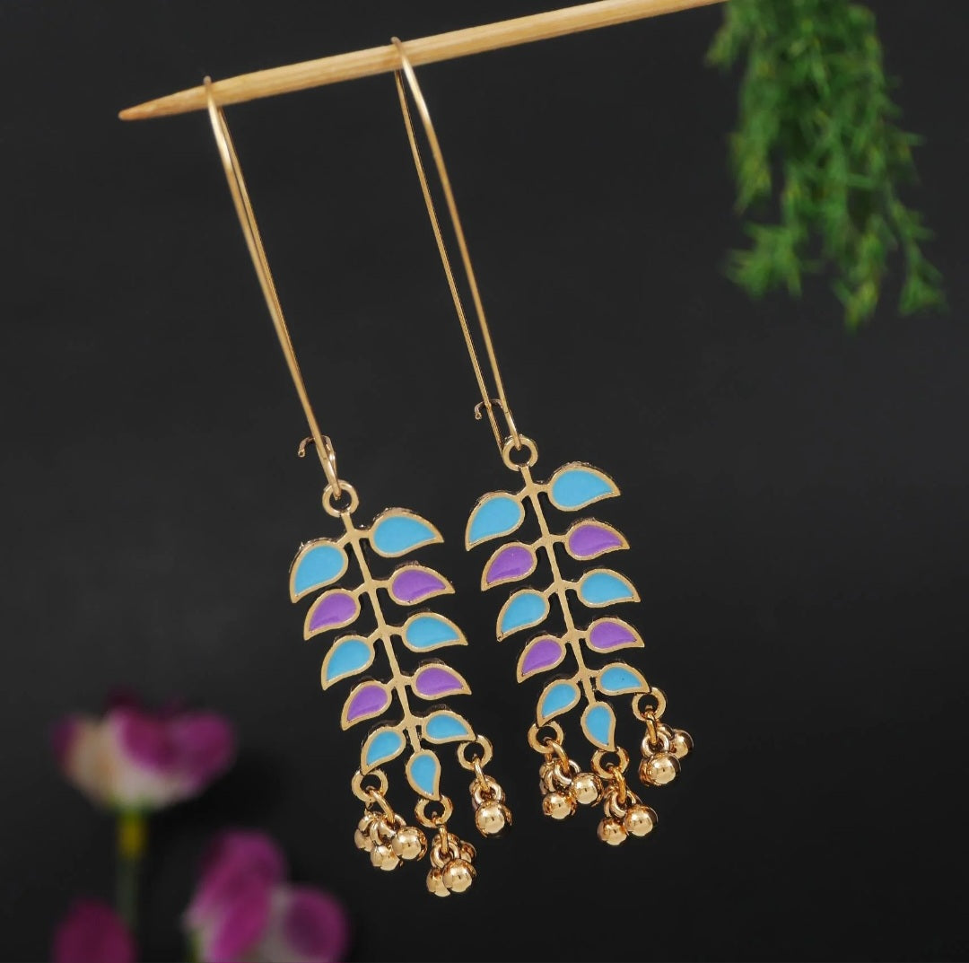 Antique Gold Plated Dual Coloured Enamel Dangler Earring