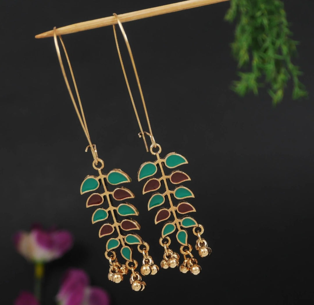 Antique Gold Plated Dual Coloured Enamel Dangler Earring