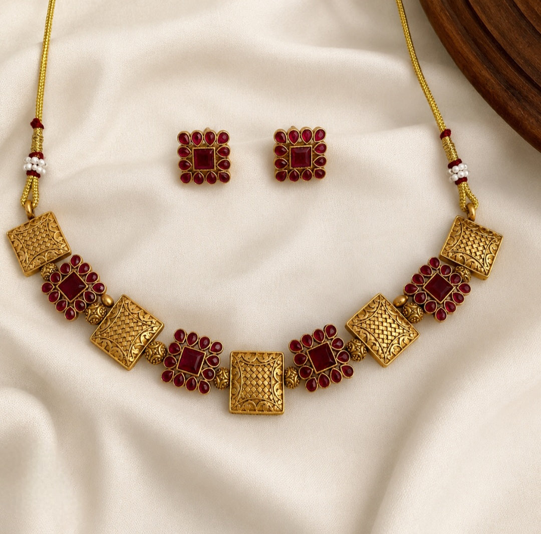 Kemp Stone Square Necklace