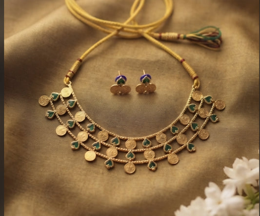 Palakka Coin Choker with Goddesses Engraving | A140