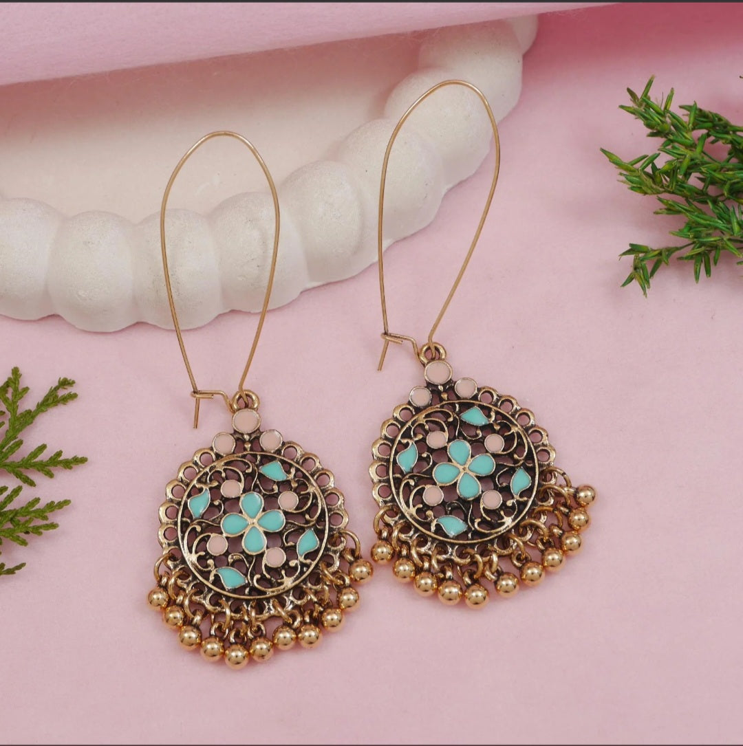 The Heritage Mandala Wheels An Antique Gold Plated Dangler Earring | A6658