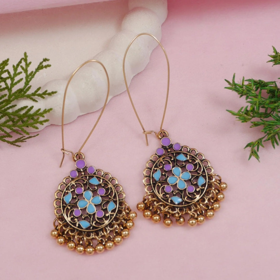 The Heritage Mandala Wheels An Antique Gold Plated Dangler Earring | A6658