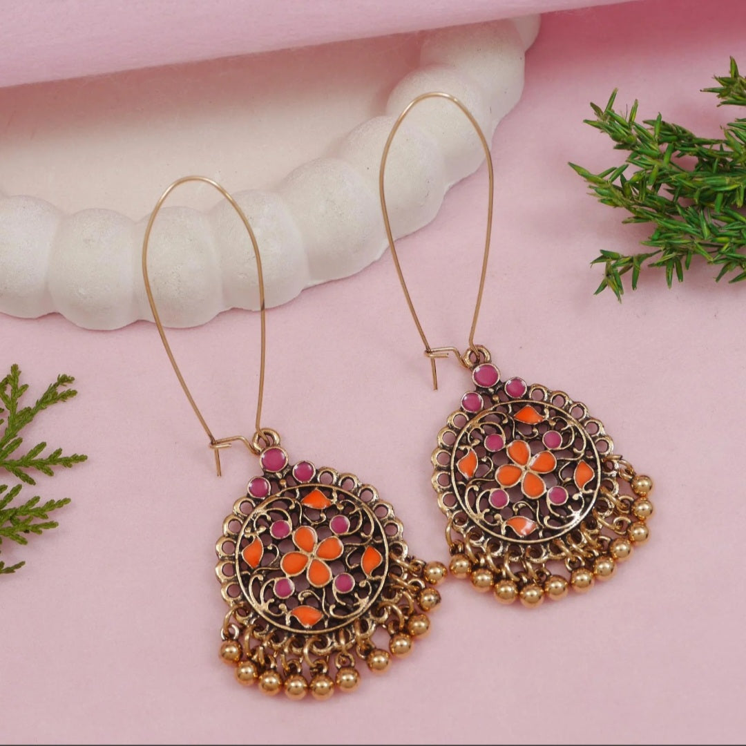 The Heritage Mandala Wheels An Antique Gold Plated Dangler Earring | A6658