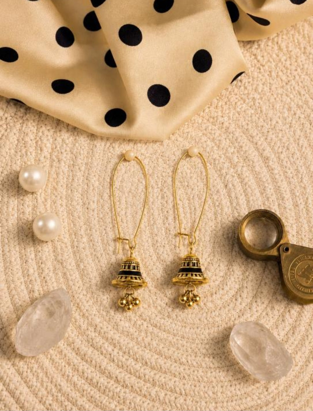 The Minimalist Minaret Hooks An Antique Gold/Silver Plated Enamel Dangler