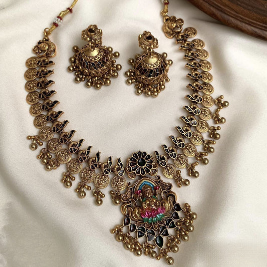 Handpainted coin Lakshmi Necklace