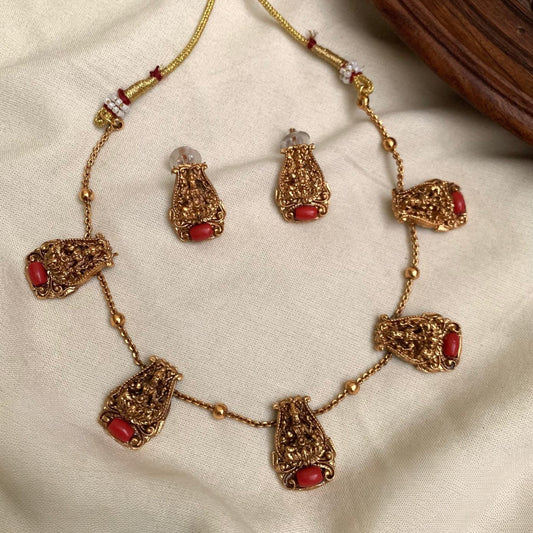Red stone lakshmi Necklace
