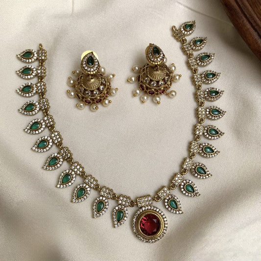 AD Stone Palakka Inspired Necklace