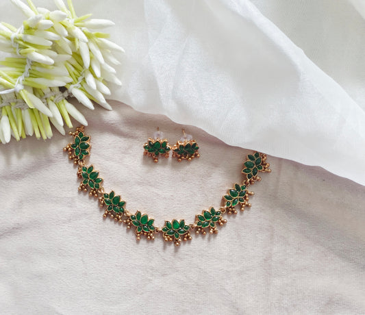 Golden beaded Lotus Necklace