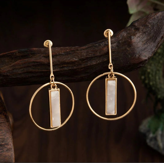 Gold Plated Round Shaped With Arcylic Style Western Fashion Earring