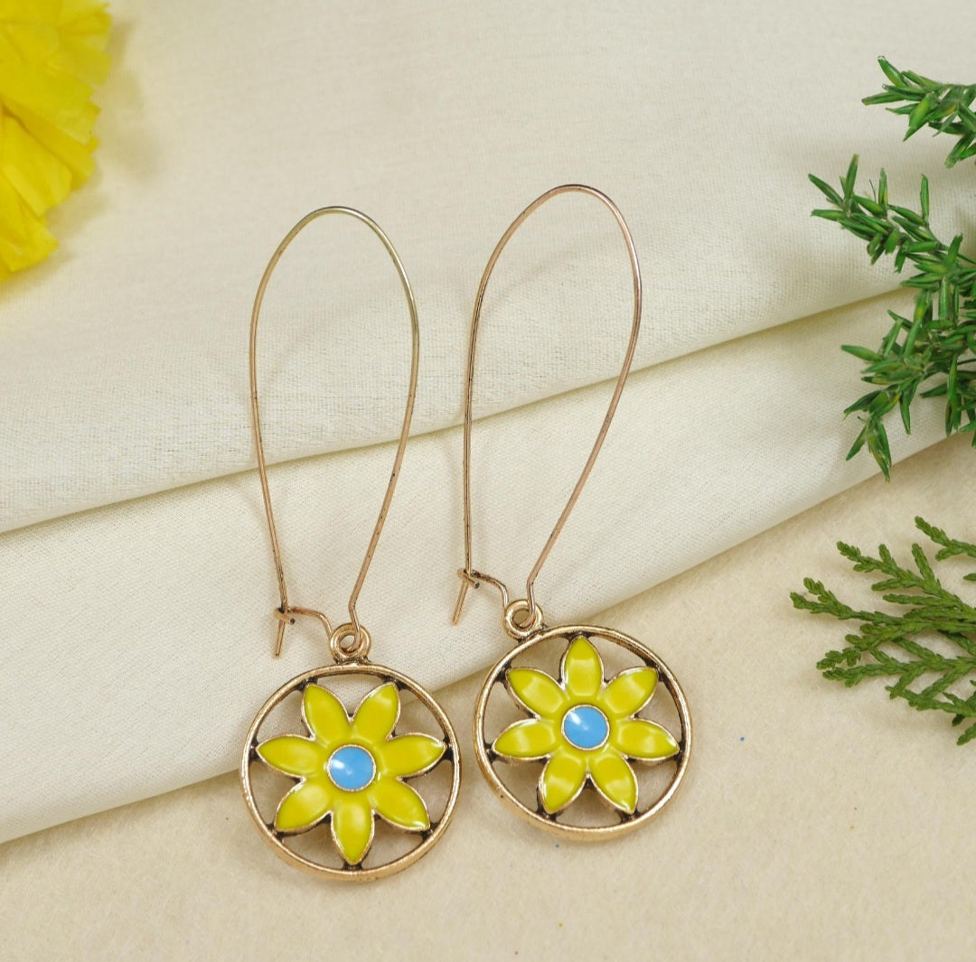 Antique Gold Plated Dual Coloured Enamel Dangler Earring