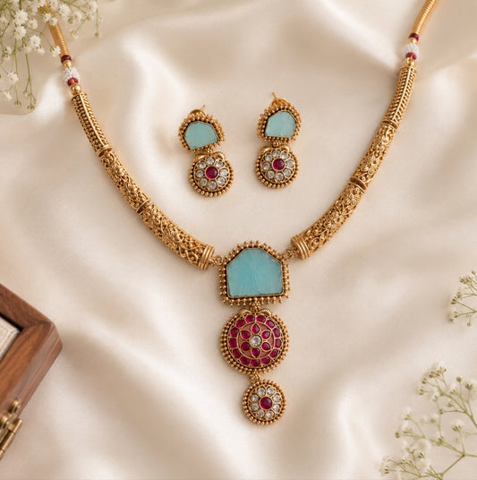 Royal Blossom Necklace – Handcrafted Traditional Indian Jewellery