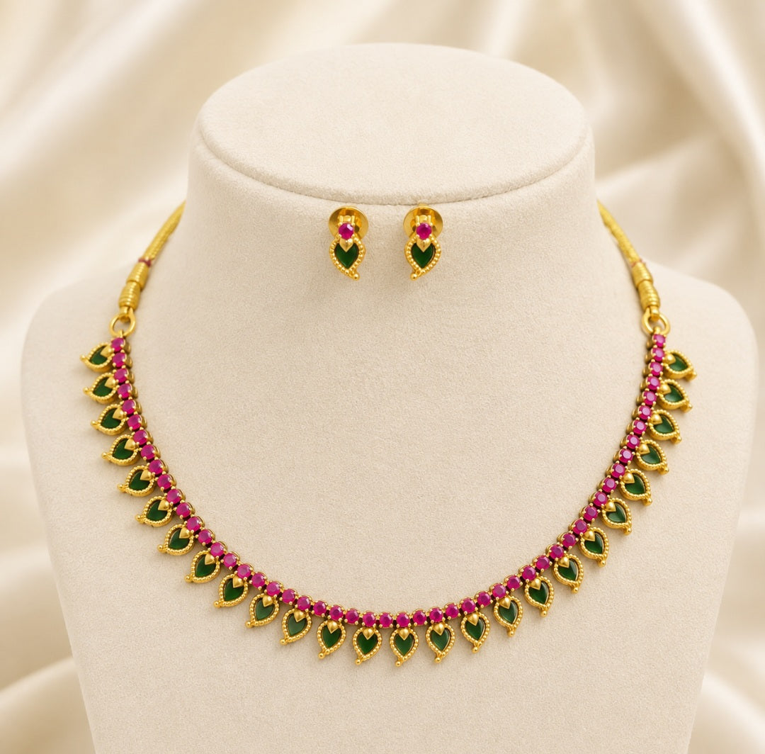 Stone Ruby Premium Palakka Necklace | A270