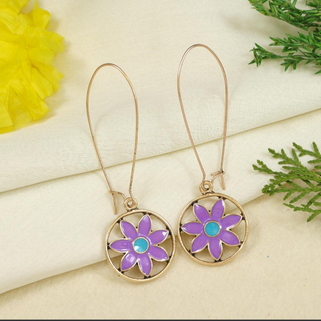 Antique Gold Plated Dual Coloured Enamel Dangler Earring