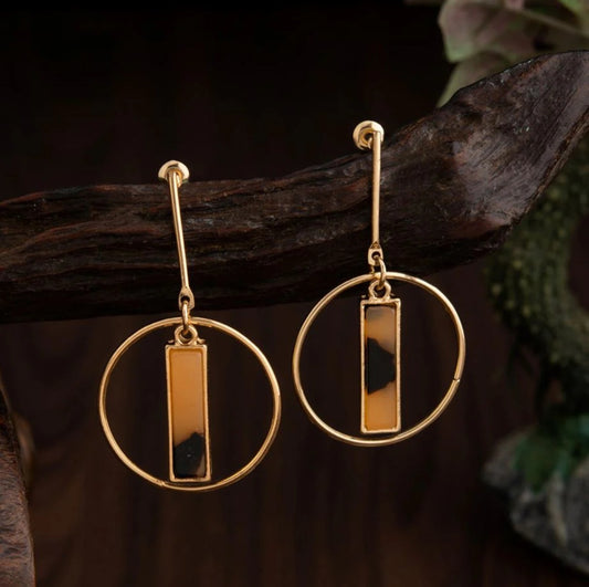Gold Plated Round Shaped With Arcylic Style Western Fashion Earring