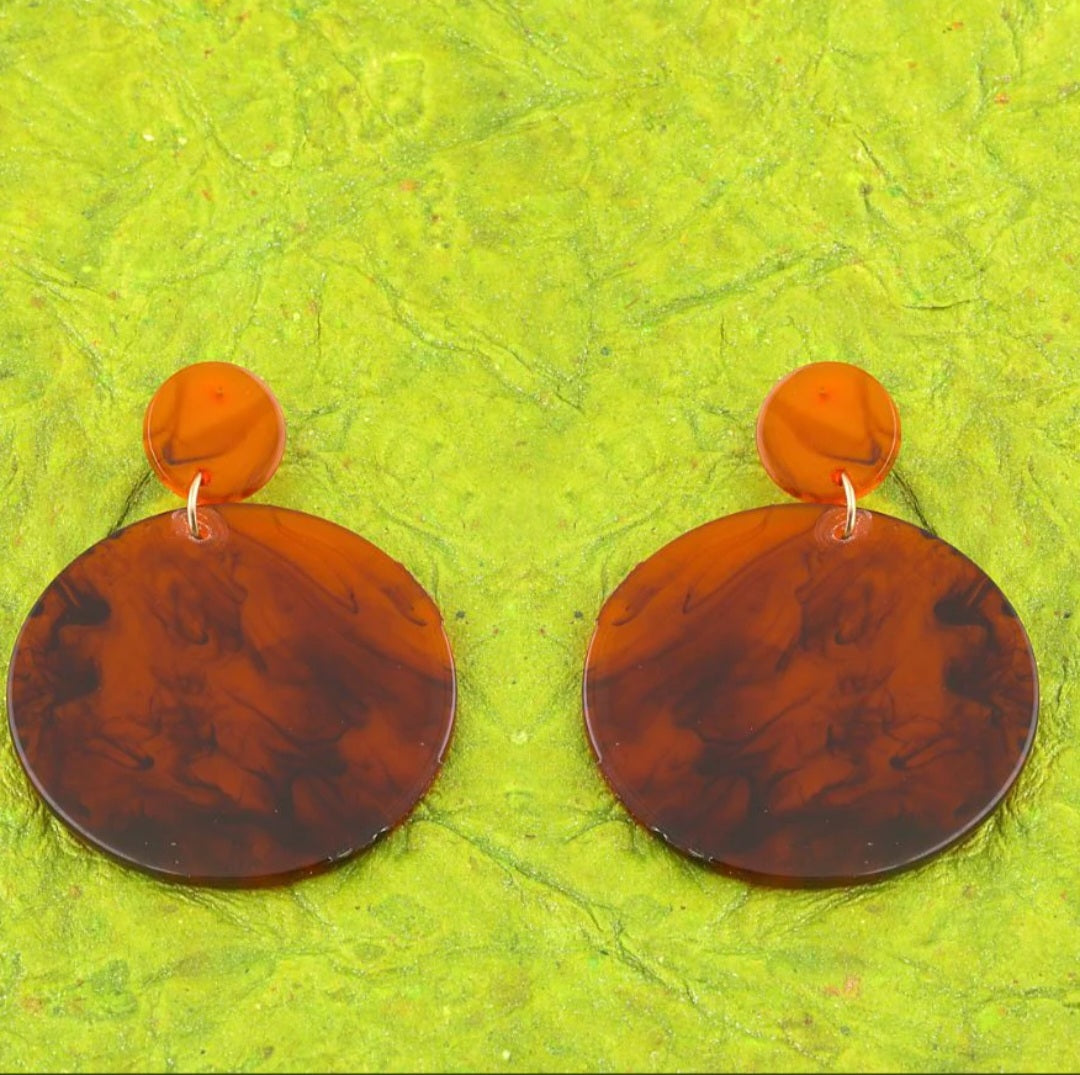 Wine Color Circular Shaped Drop Earring