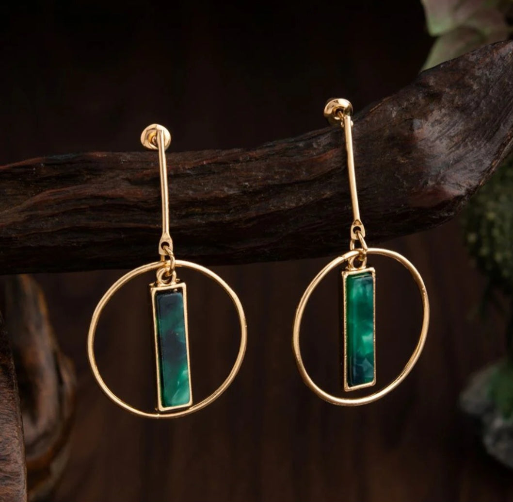 Gold Plated Round Shaped With Arcylic Style Western Fashion Earring