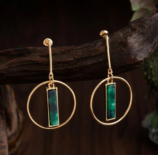 Gold Plated Round Shaped With Arcylic Style Western Fashion Earring