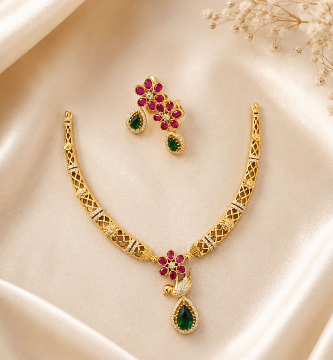 Bird Floral Necklace | A246