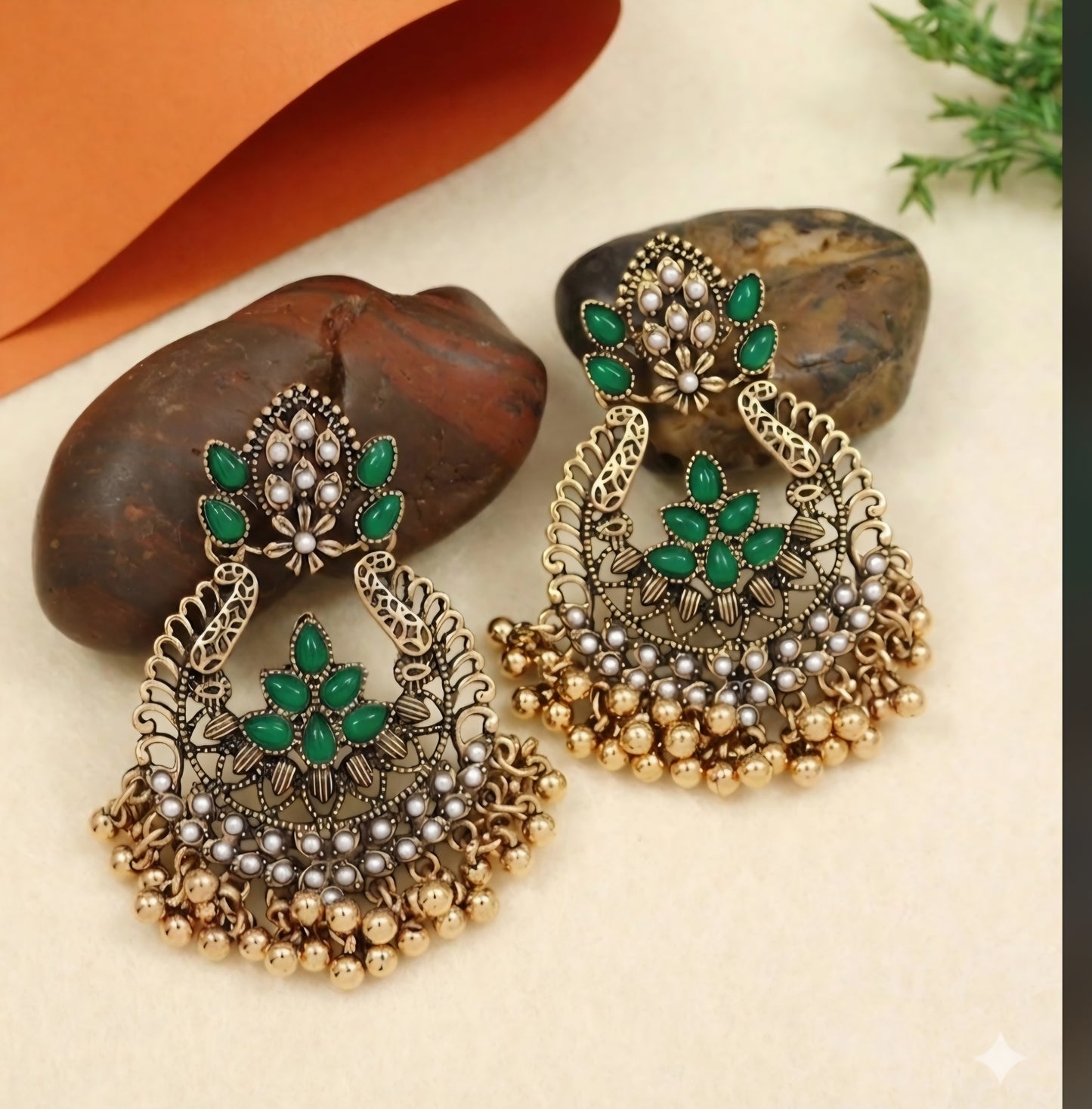 Antique Gold Plated Dual Coloured Enamel Dangler Earring