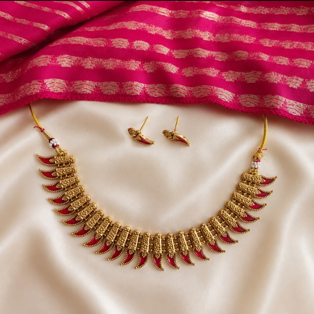 Crescent Shaped Necklace – Traditional Indian Festive Jewellery