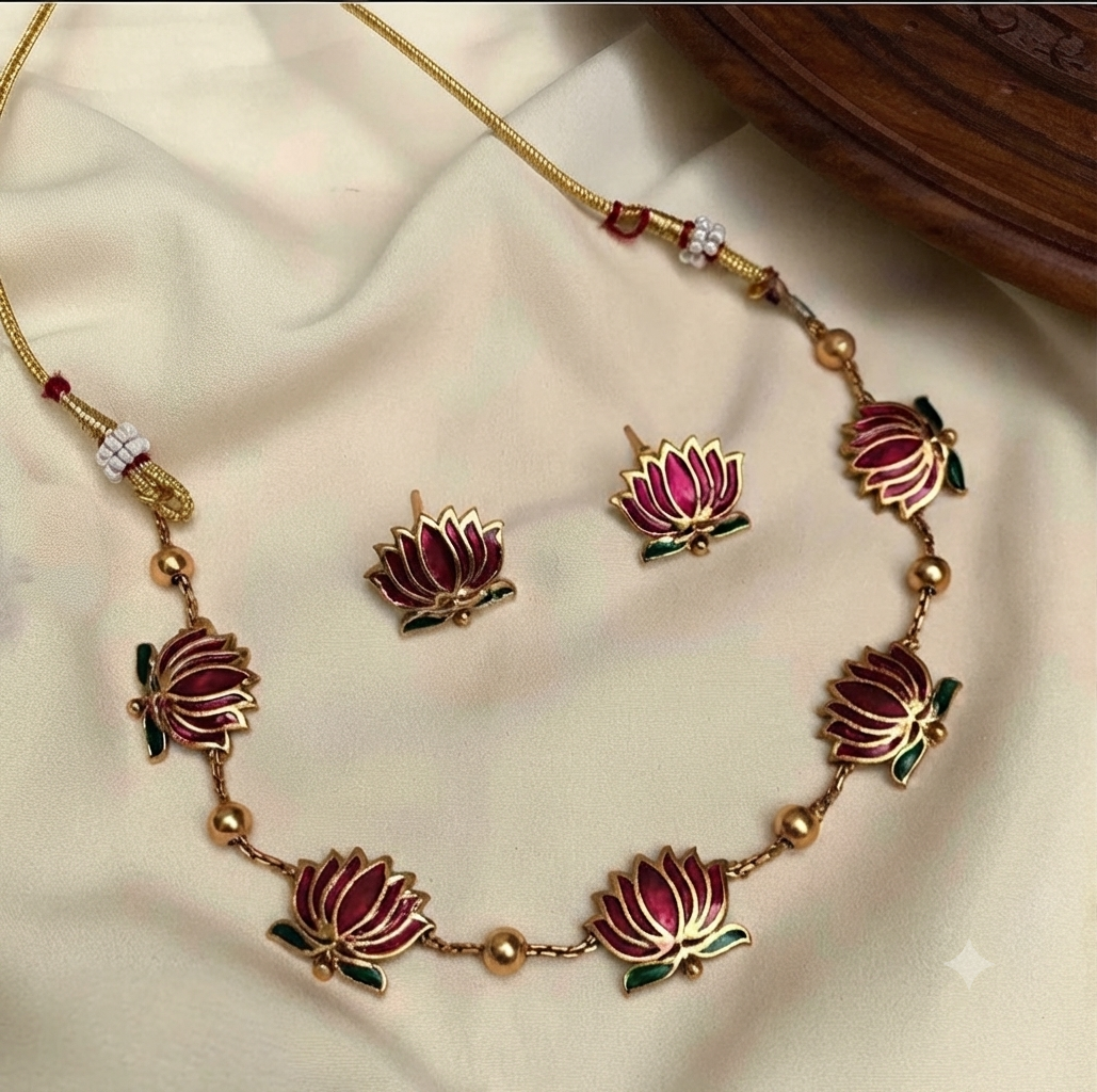 Lotus Choker – Traditional South Indian Temple Jewellery
