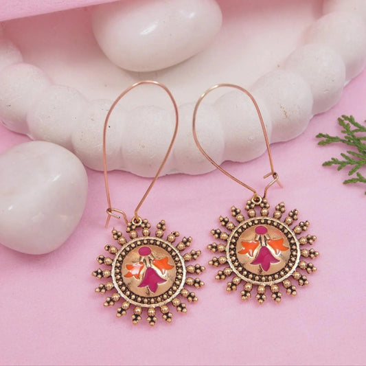 Antique Gold/Silver Plated Dual Coloured Enamel Dangler Earring | AD07