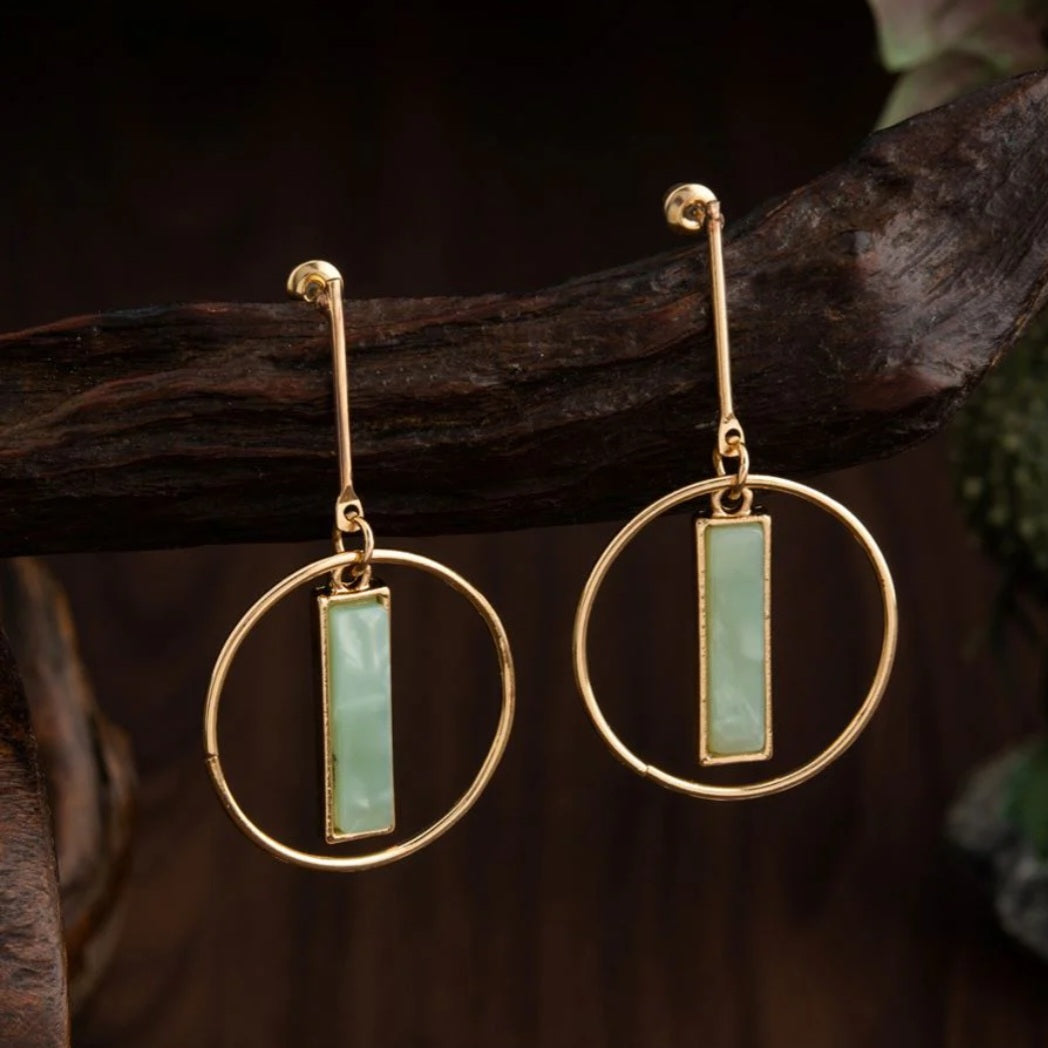 Gold Plated Round Shaped With Arcylic Style Western Fashion Earring