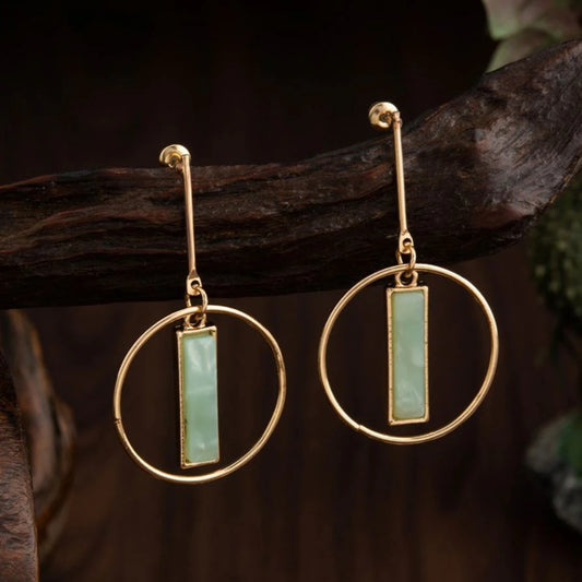 Gold Plated Round Shaped With Arcylic Style Western Fashion Earring