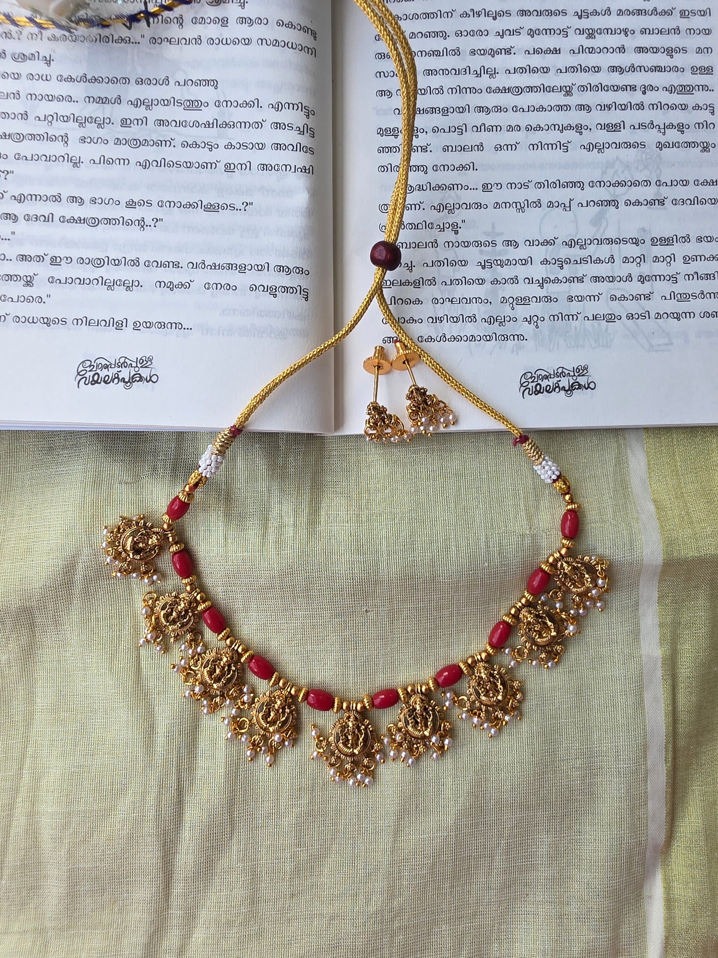 Red Bead Lakshmi Necklace