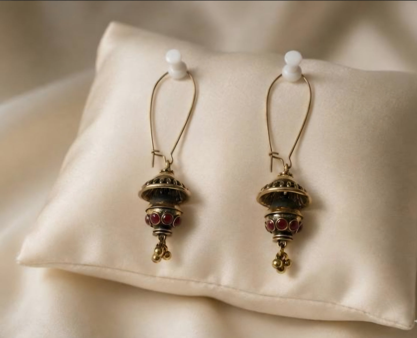 The Tiered Pagoda Lanterns An Antique Gold/Silver Plated Enamel Dangler | AD6818