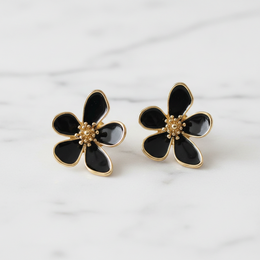 Black enamel studs