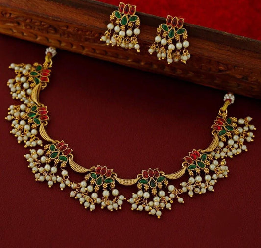 Beaded lotus Necklace