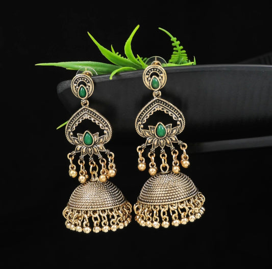 Antique Gold Plated Dual Coloured Enamel Dangler Earring