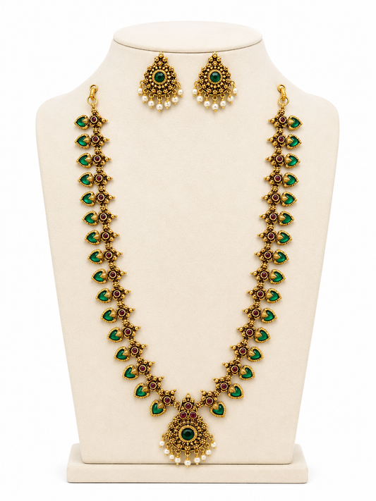 Traditional Palakka Haram Necklace – Code: A218 | Authentic Kerala Jewelry