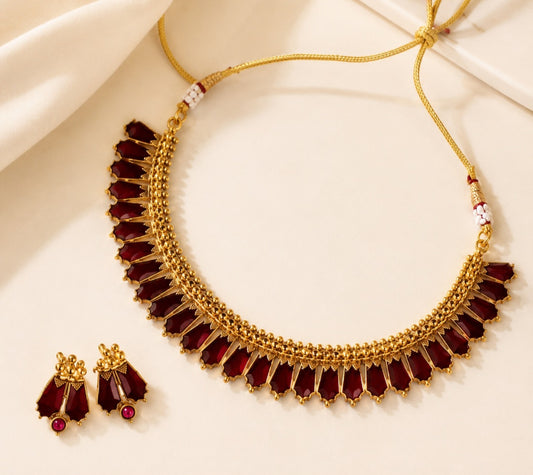 Maroon Palakka Necklace | A248