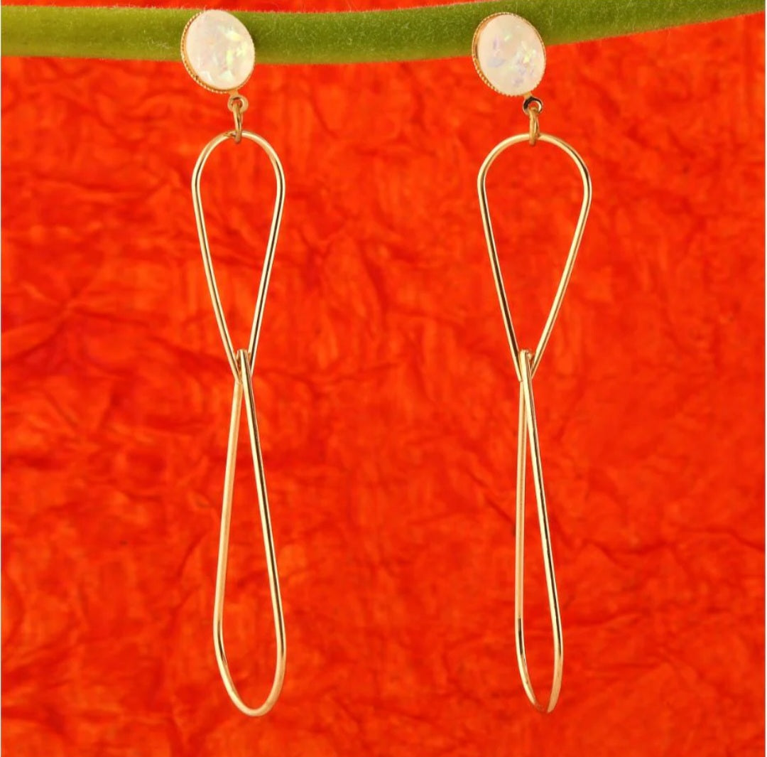 Gold Plated Interlinked Tear Drop Shaped Earring