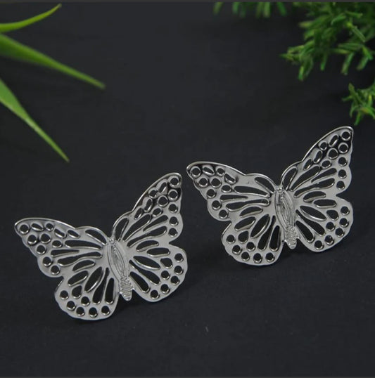 Silver Plated Butterfly Stud Western Earring