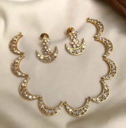 Half Moon Diamond Look alike Necklace